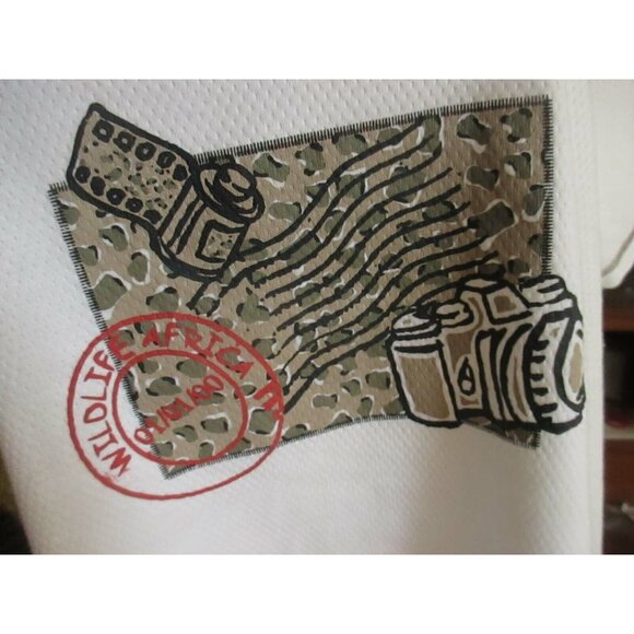 Vintage 1990s Womens African T-shirt XL Postmark Wildlife Kenneth,Too Top Padded - Picture 1 of 5